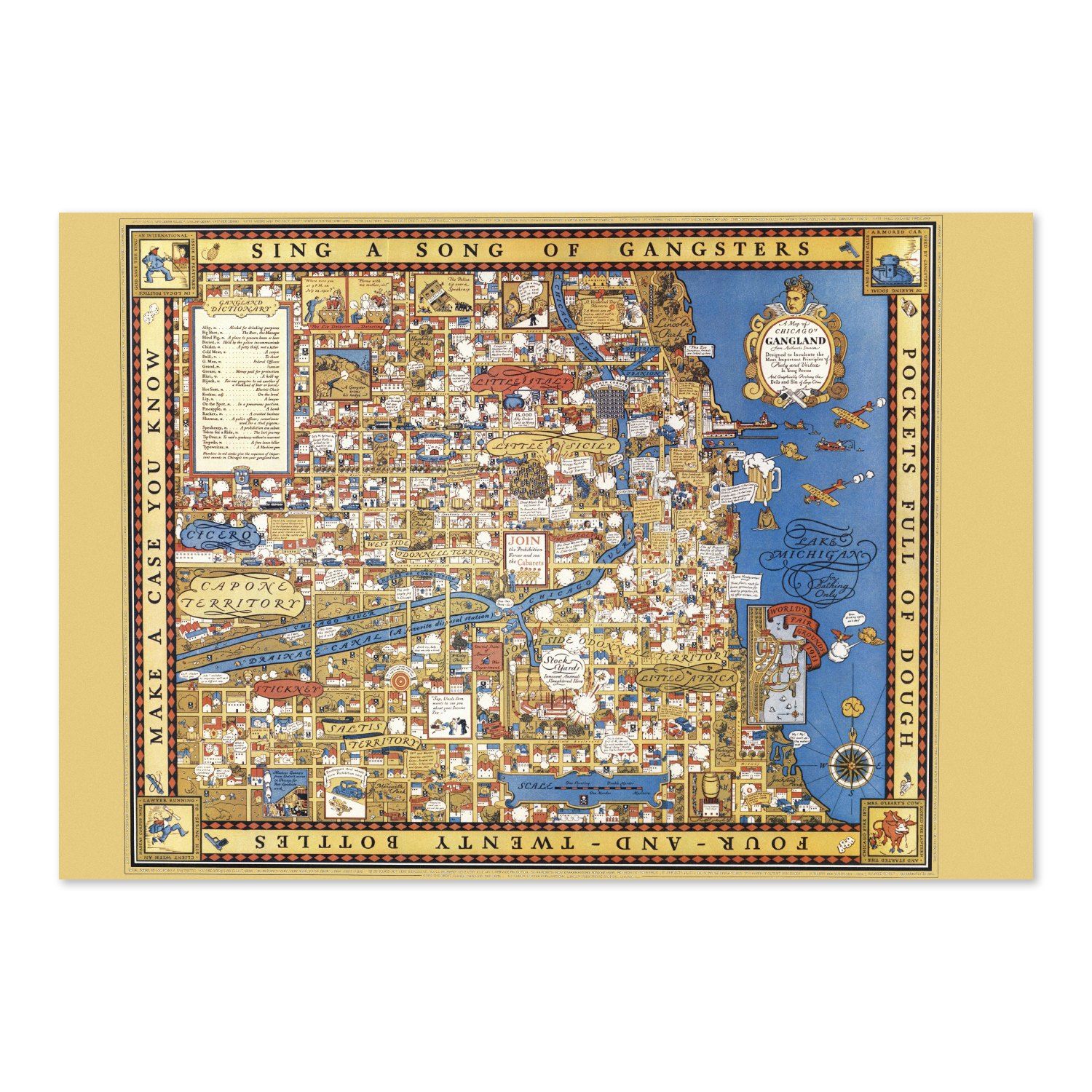 Gangland Chicago 1931 Map vintage print